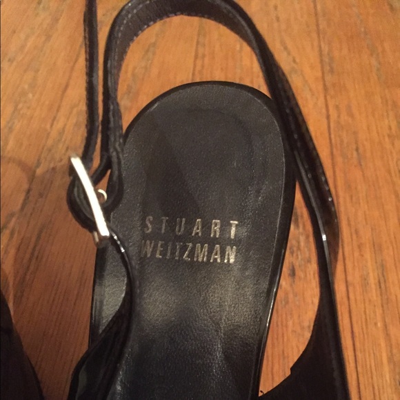 Stuart Weitzman Slingback Peep Toe Patent Leather - Picture 6 of 7